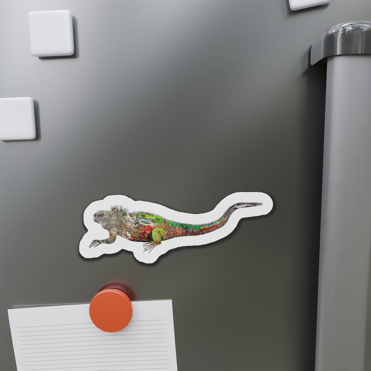 Iguana Painting Die-Cut Magnet