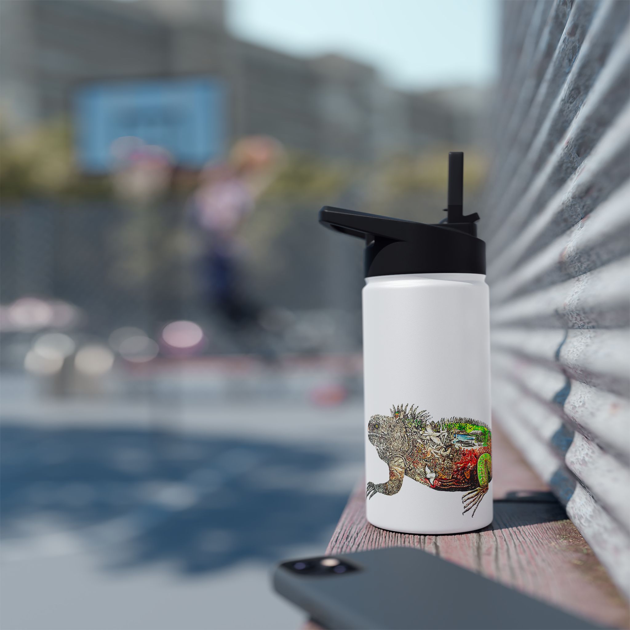 Iguana Painting Stainless Steel Water Bottle