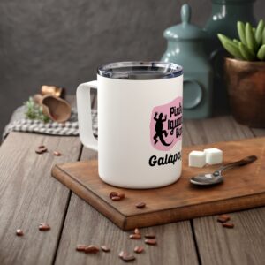Retro Pink Iguana Bar Insulated Coffee Mug - 10oz Travel Tumbler for Coffee Lovers