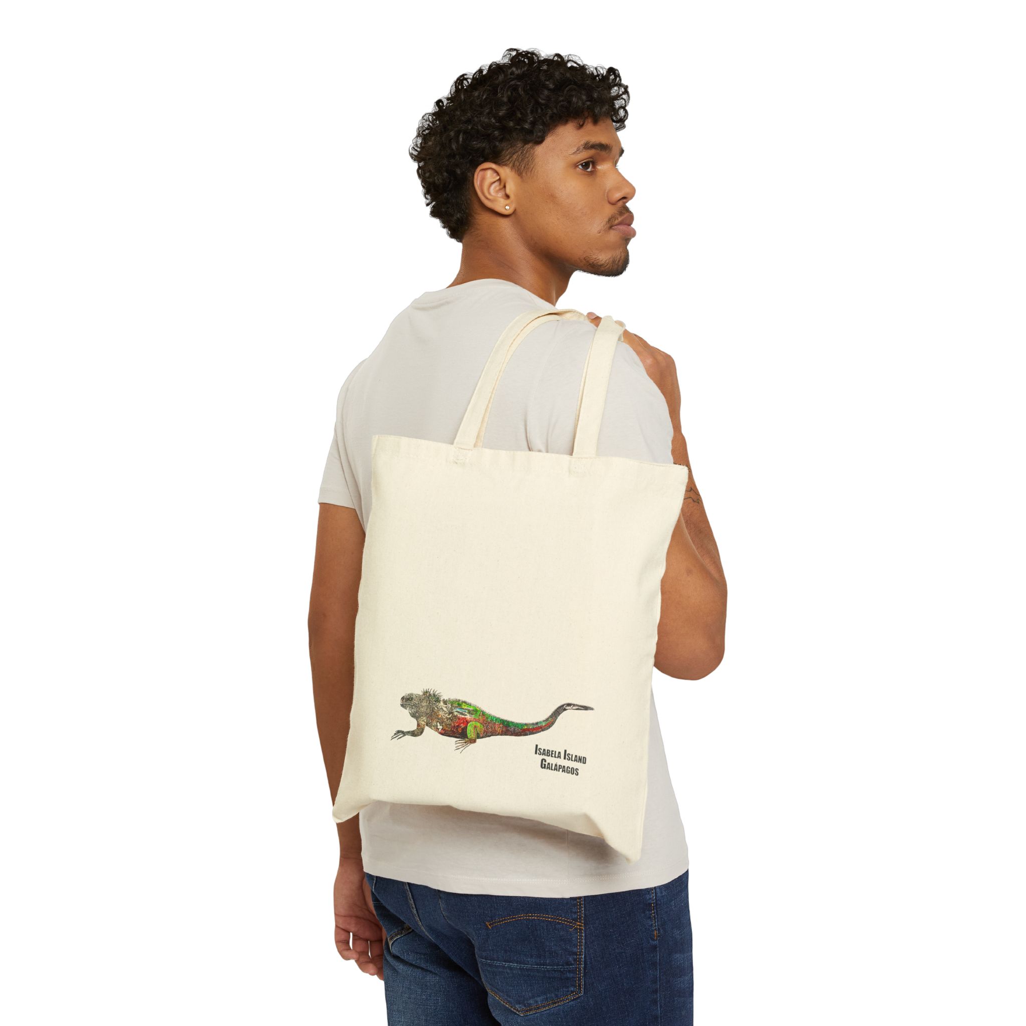 Iguana Painting Cotton Canvas Tote Bag