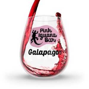 Retro Pink Iguana Bar Stemless Wine Glass