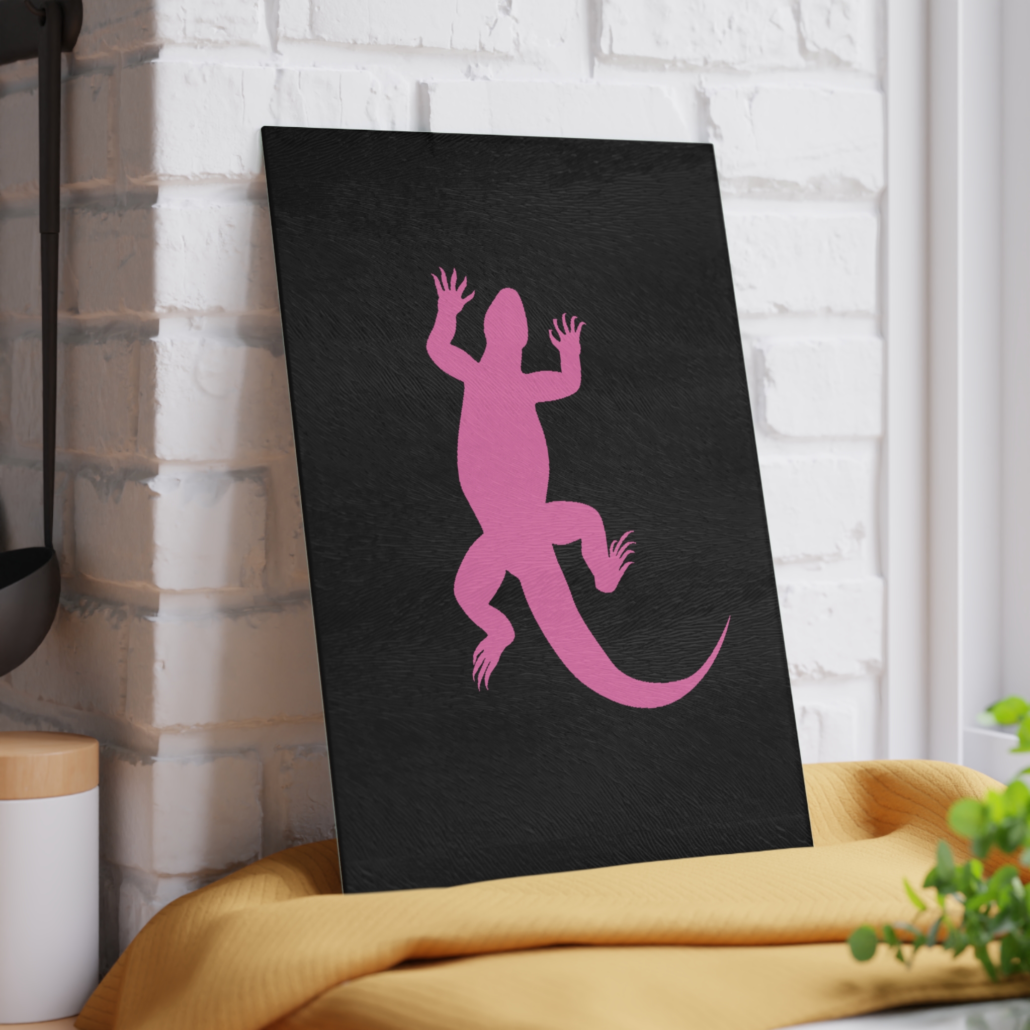Pink Iguana Glass Cutting Board